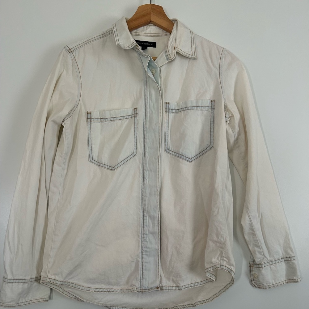 Banana Republic Cream Lightweight Shirt Jacket